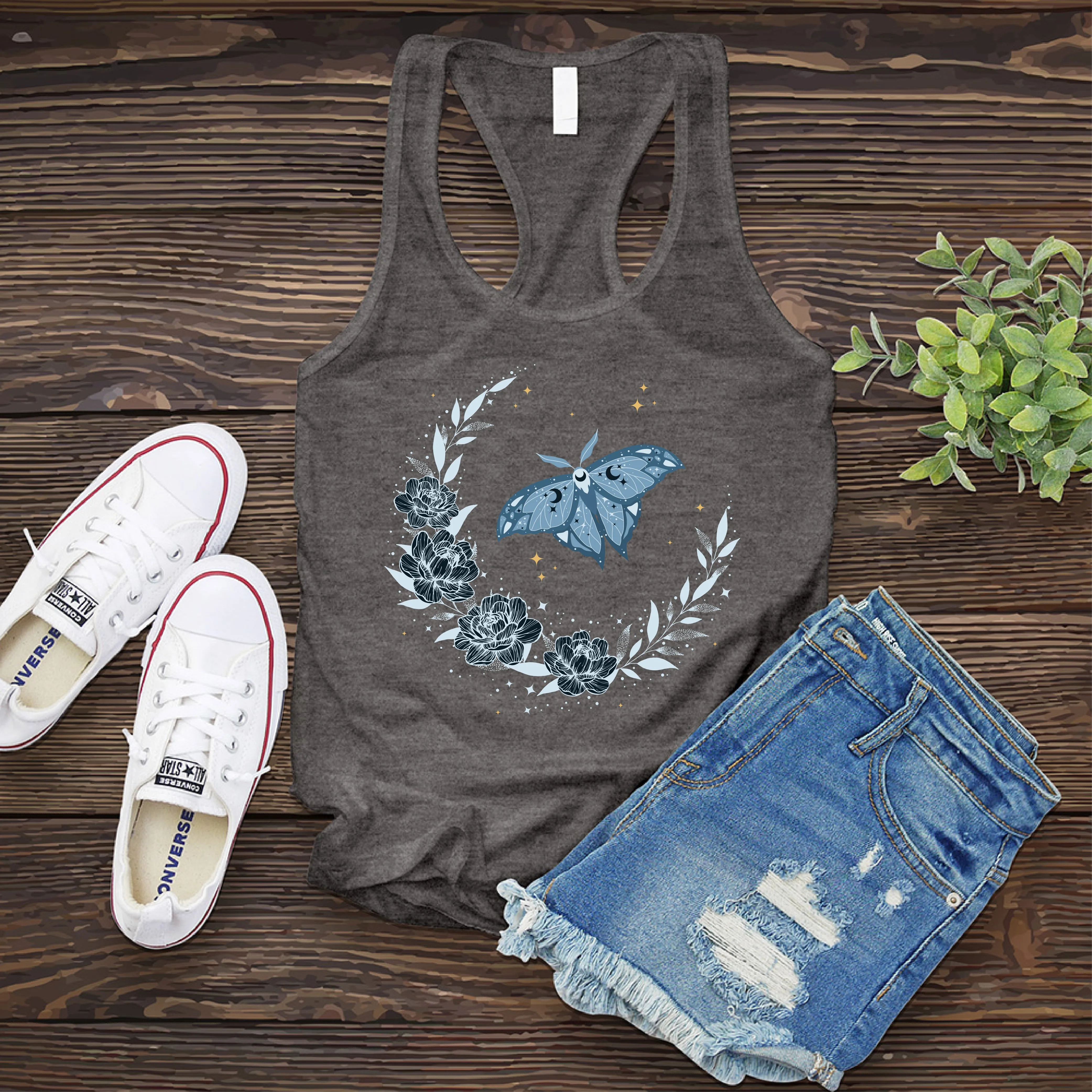 Moth Flower Moon Women's Tank Top