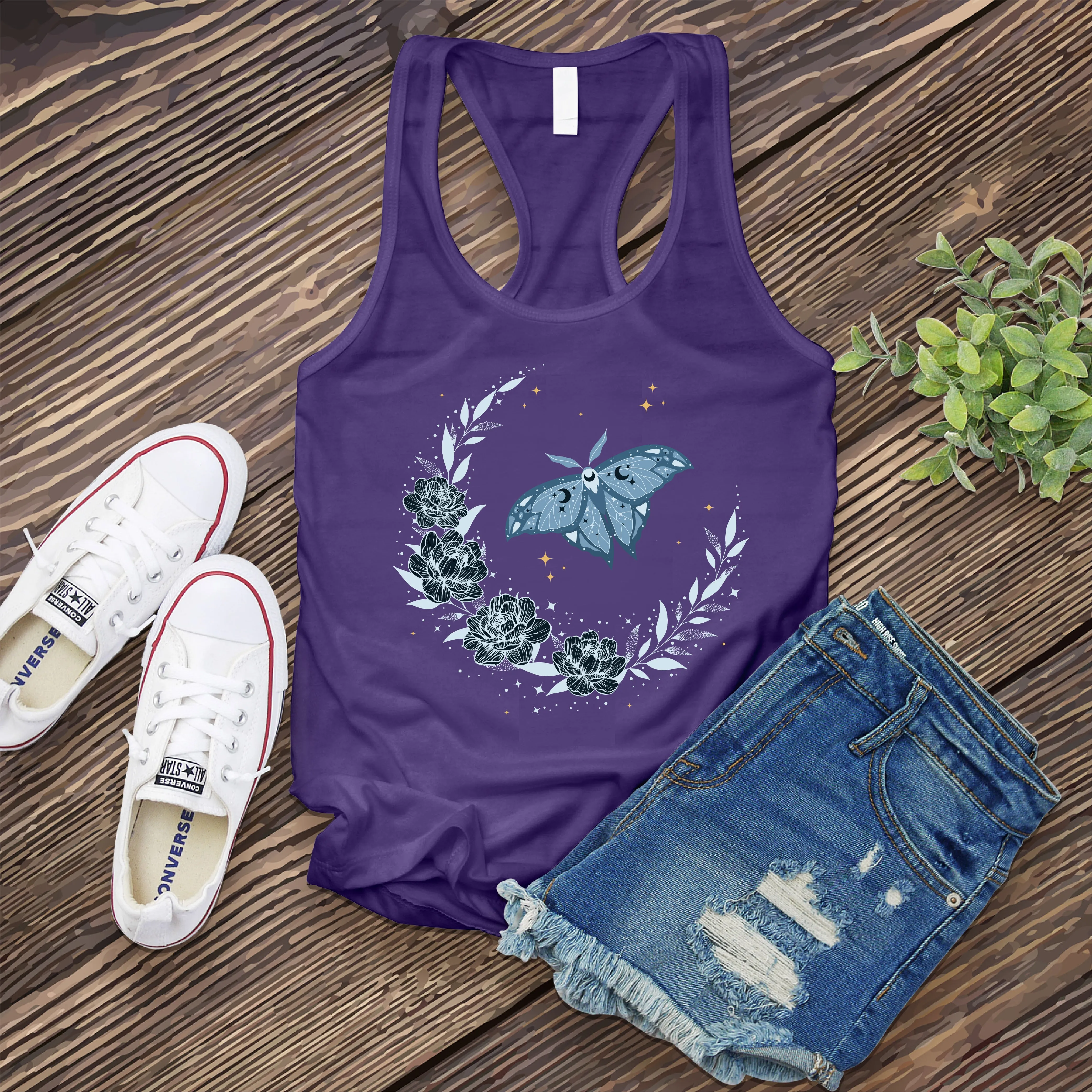 Moth Flower Moon Women's Tank Top