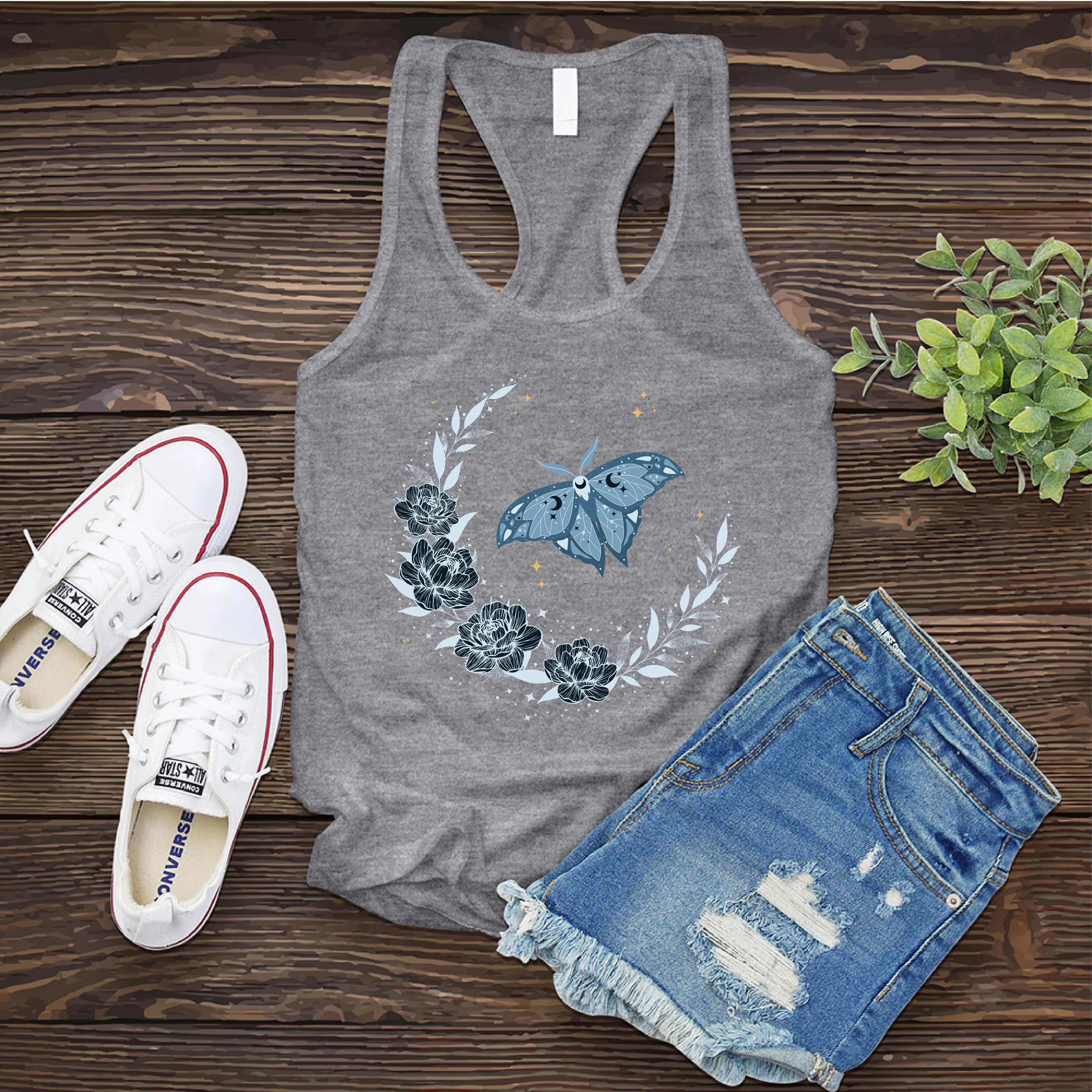 Moth Flower Moon Women's Tank Top