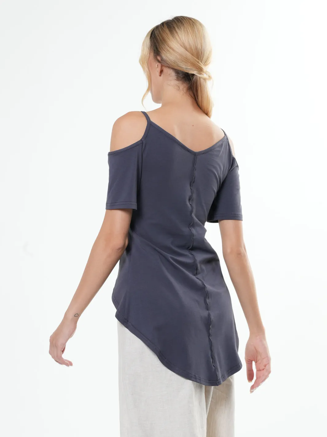 Naked Shoulder Short Sleeve Tunic