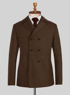 Naples Caffe Brown Tweed Pea Coat