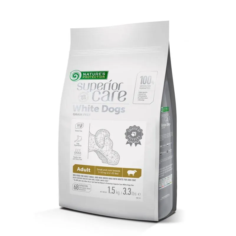 Nature's Protection Superior Care White Dogs Grain-Free Dry Dog Food For Adult Small and Mini Breeds Light Coated Dogs, Lamb