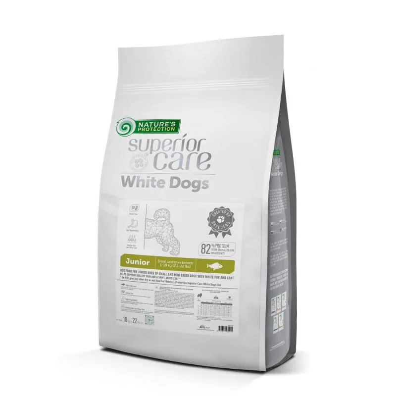 Nature's Protection Superior Care White Dogs Grain-Free Dry Dog Food For Junior Small and Mini Breeds Light Coated Dogs, White Fish