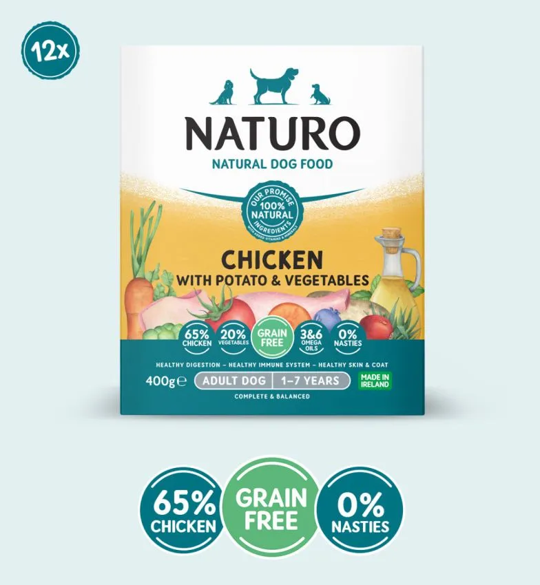 Naturo Adult Dog Tray GRAIN FREE Chicken, Potato & Veg 12 x 400g