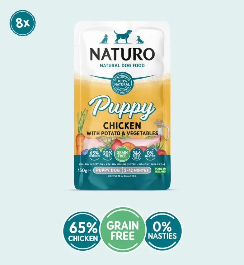 Naturo Puppy Grain Free Chicken with Potato & Vegetables Pouch 150g - Pack of 8