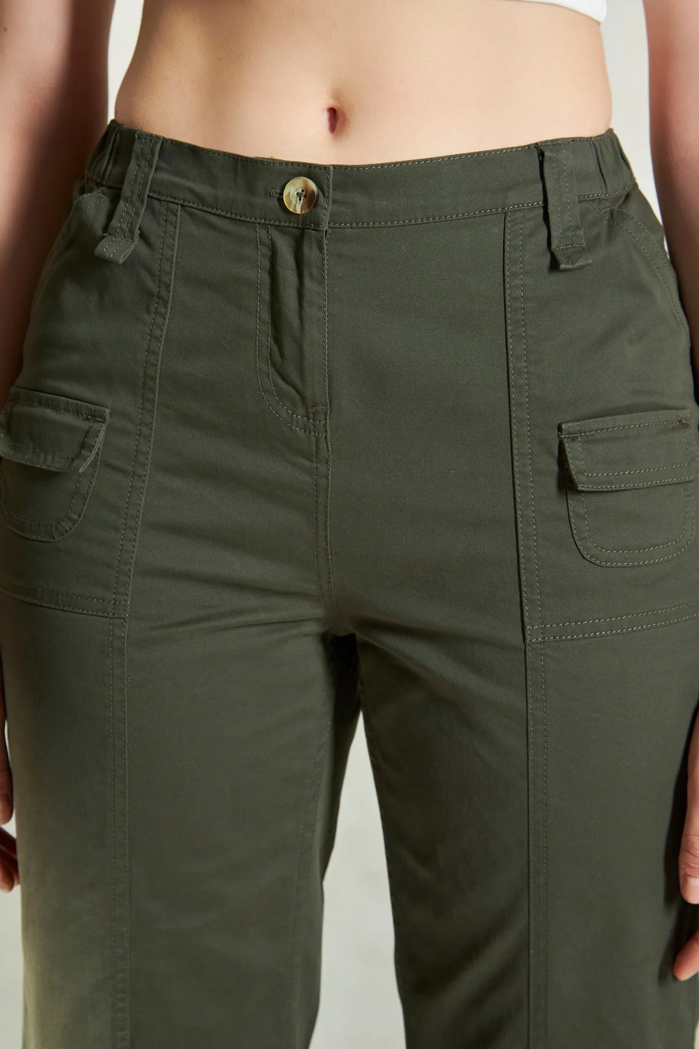 Nicole|Canvas Cargo Trousers