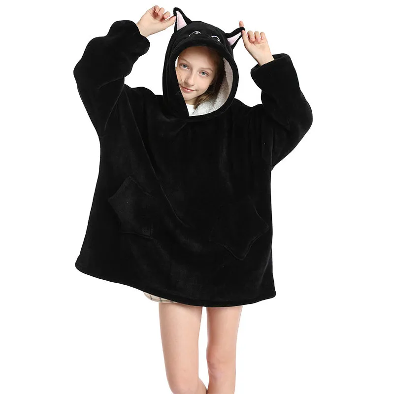 Oversized Blanket Hoodie Wearable Hooded Pullover with Pockets for Kids Aged 5-15