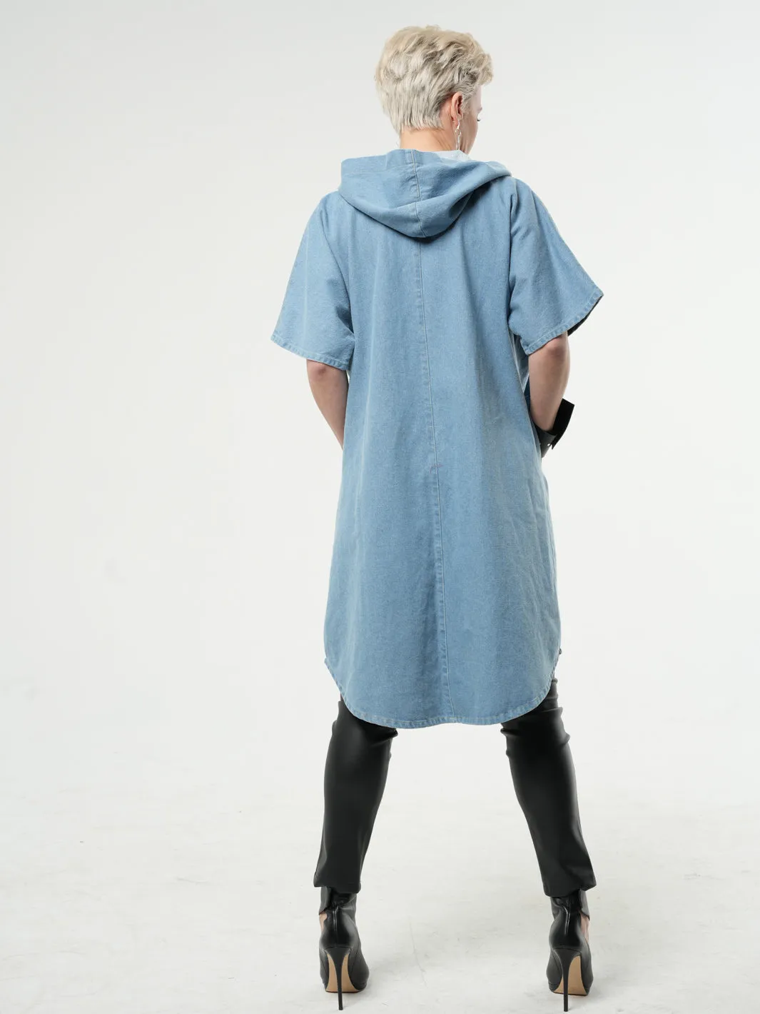 Oversized Denim Hooded Dress