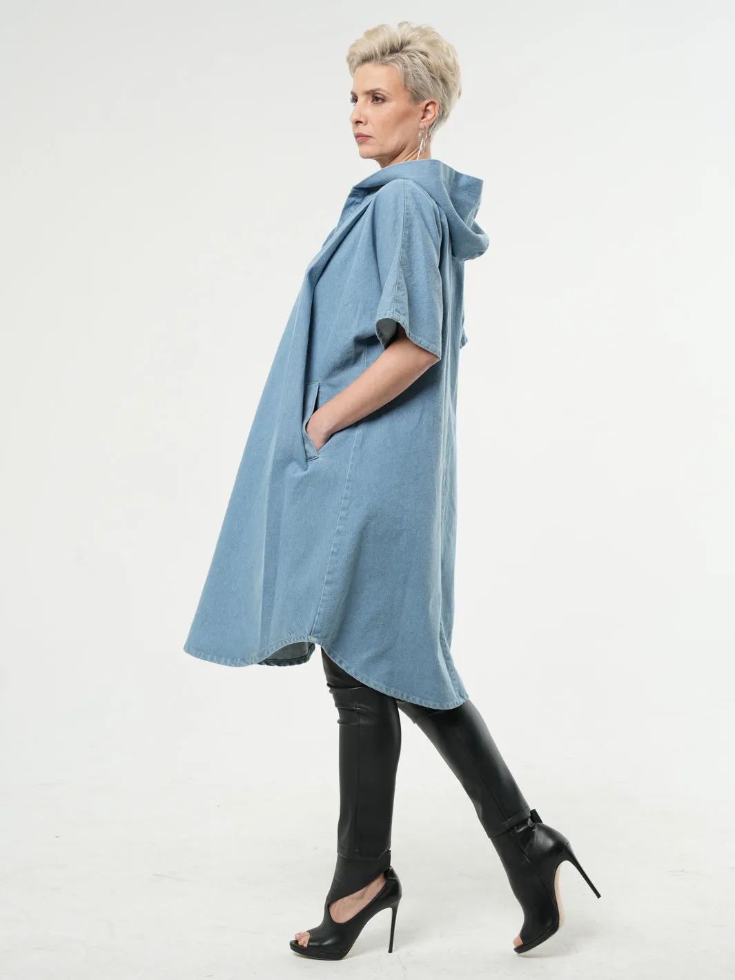 Oversized Denim Hooded Dress