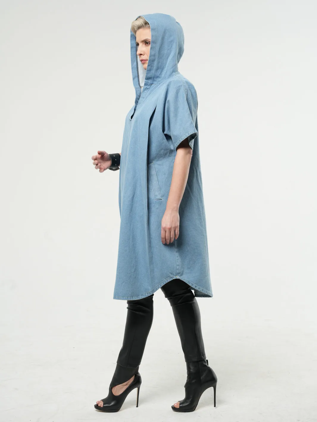 Oversized Denim Hooded Dress