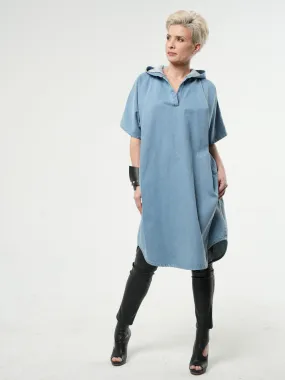 Oversized Denim Hooded Dress