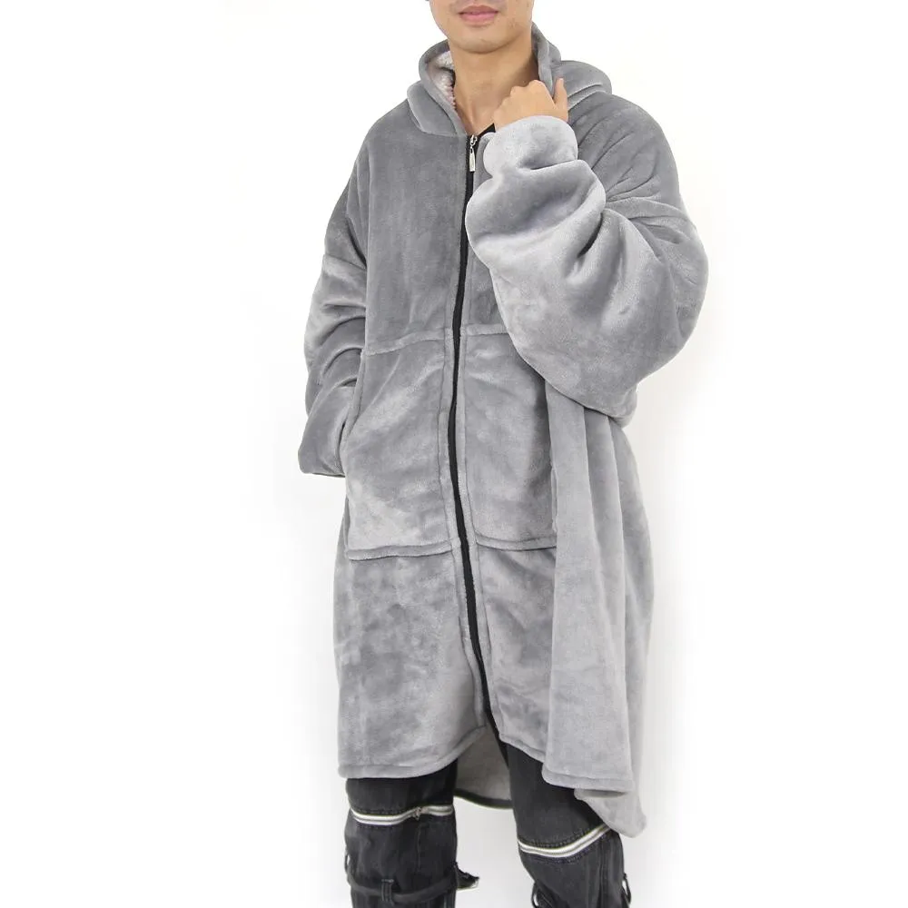 Oversized Zipper Blanket Hoodie Fleece Sweatshirt Pockets for adult