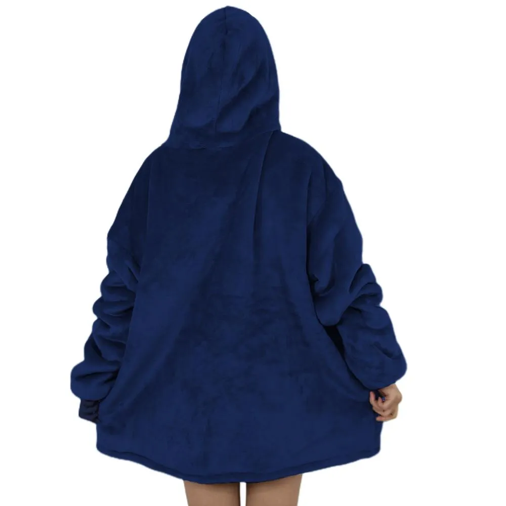 Oversized Zipper Blanket Hoodie Fleece Sweatshirt Pockets for adult