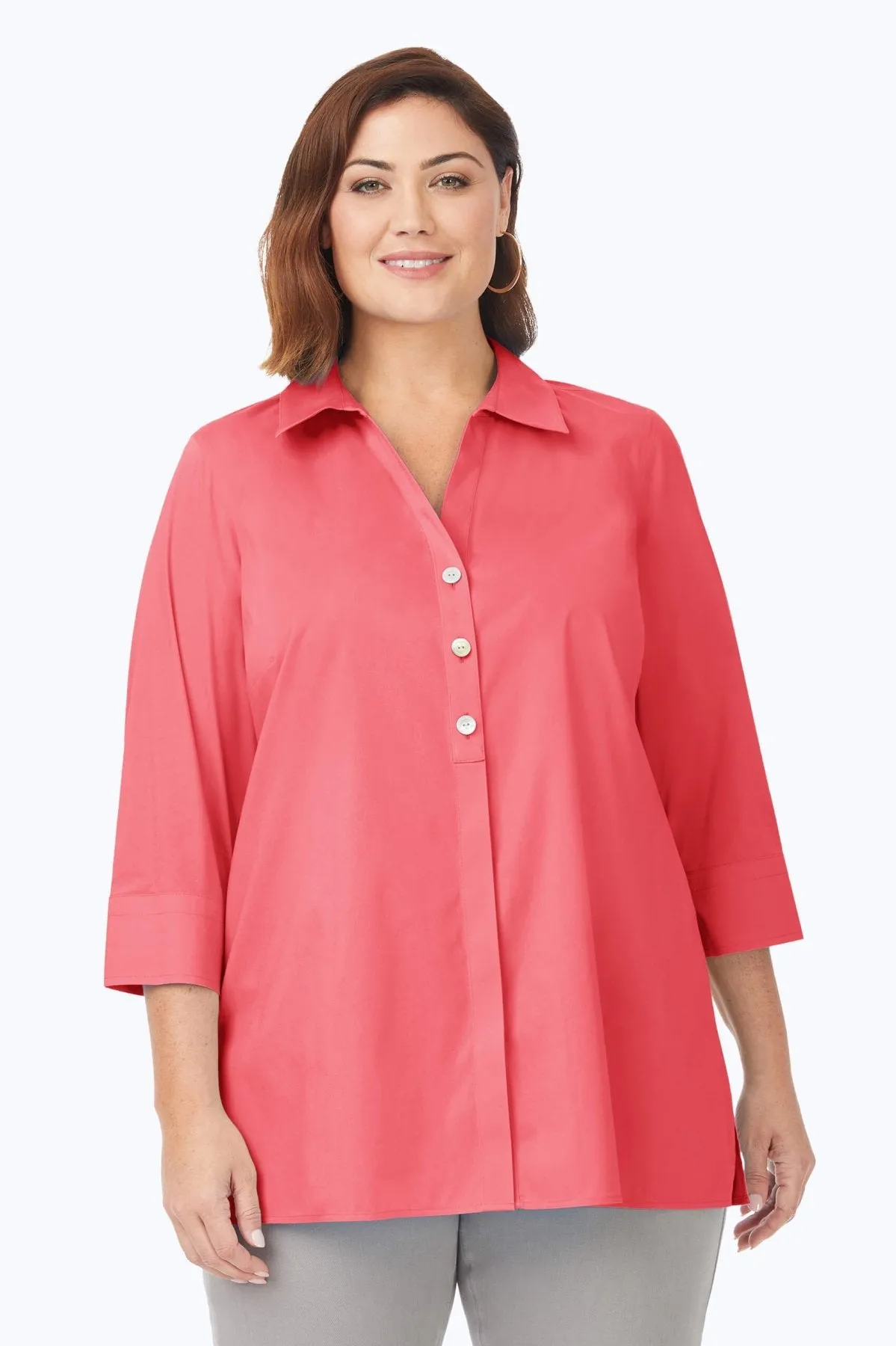 Pamela Plus Stretch No Iron 3/4 Sleeve Tunic