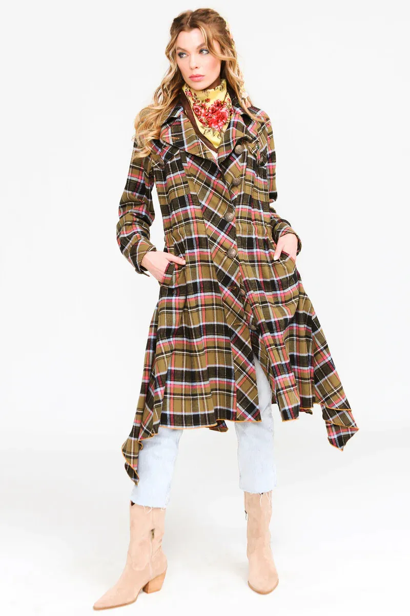 Plaid Trench Coat 285