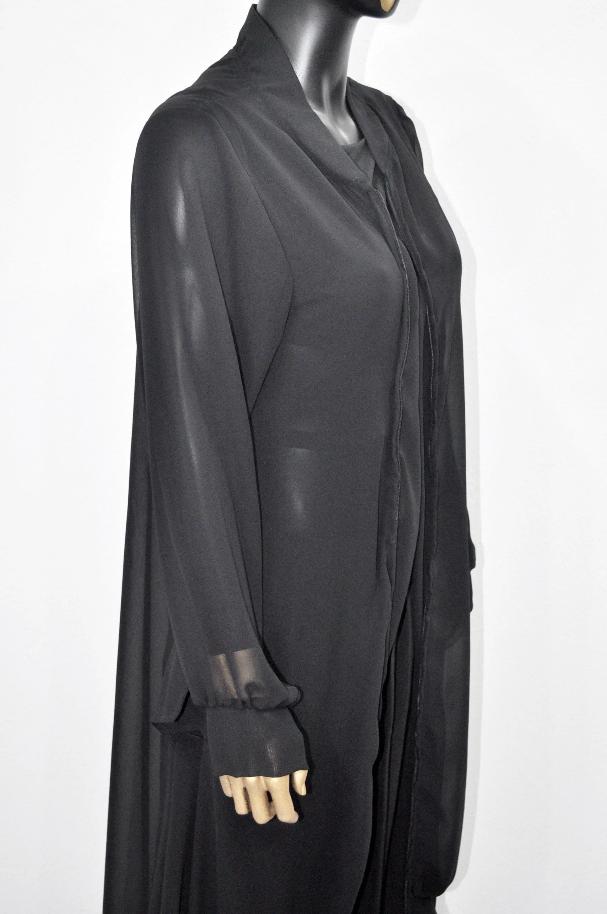 Plus Size Black Sheer Cape Caftan Tunic/Tulle Kimono/Mesh Asymmetric Long Top/Transparent/Beach Coverup,Summer Cardiga/Organza/Wedding-BB639