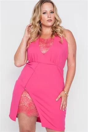 Plus Size Lace Bodycon Mini Dress