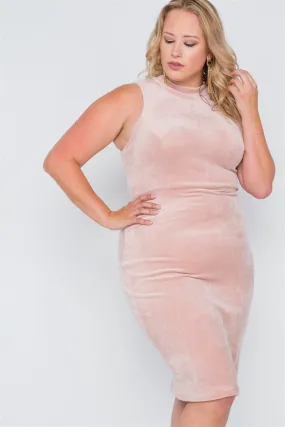 Plus Size Sleeveless Bodycon Soft Midi Dress