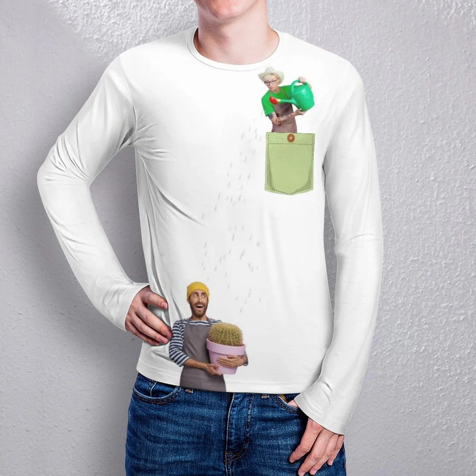 #Pocket Sweatshirt Custom Face Gardener Loose Sweatshirt Personalized Face Loose Sweatshirt With Pocket