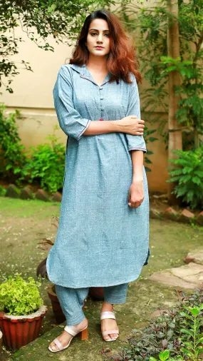 Polka tunic and palazzo set: Denim Blue