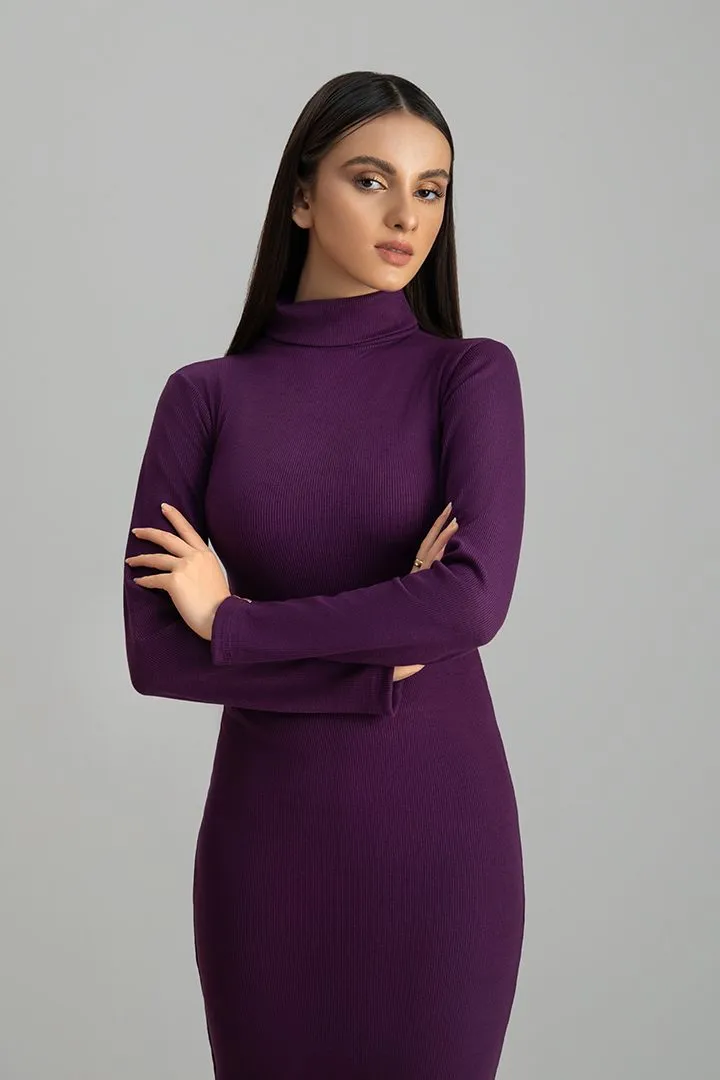 Purple highneck Bodycon dress