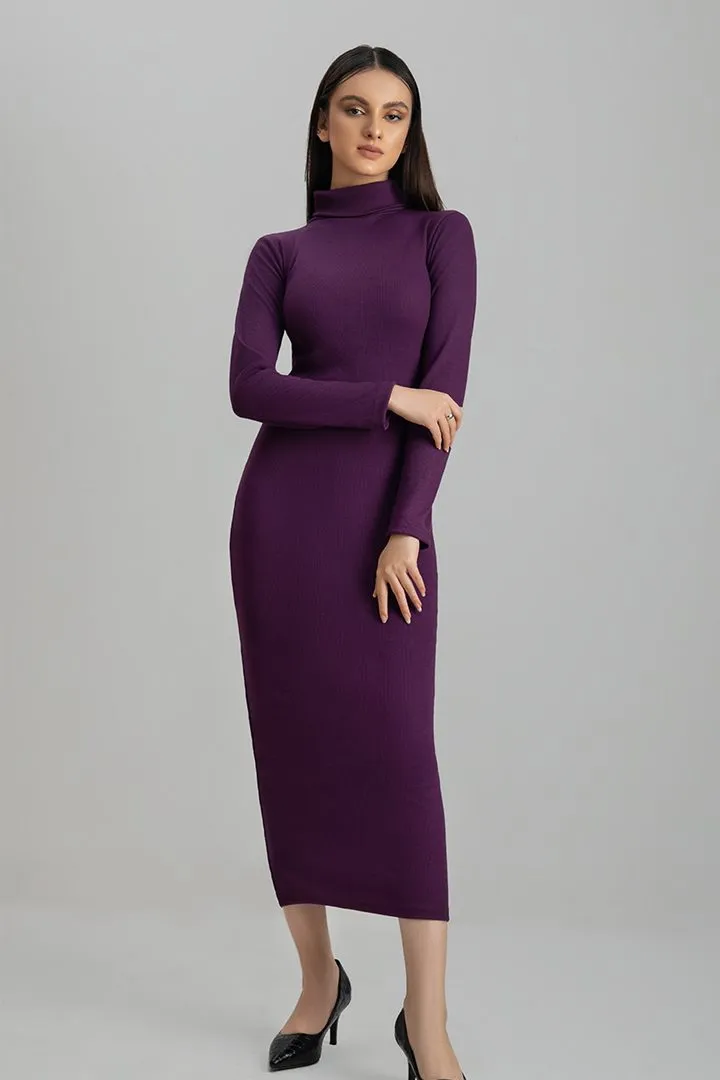 Purple highneck Bodycon dress