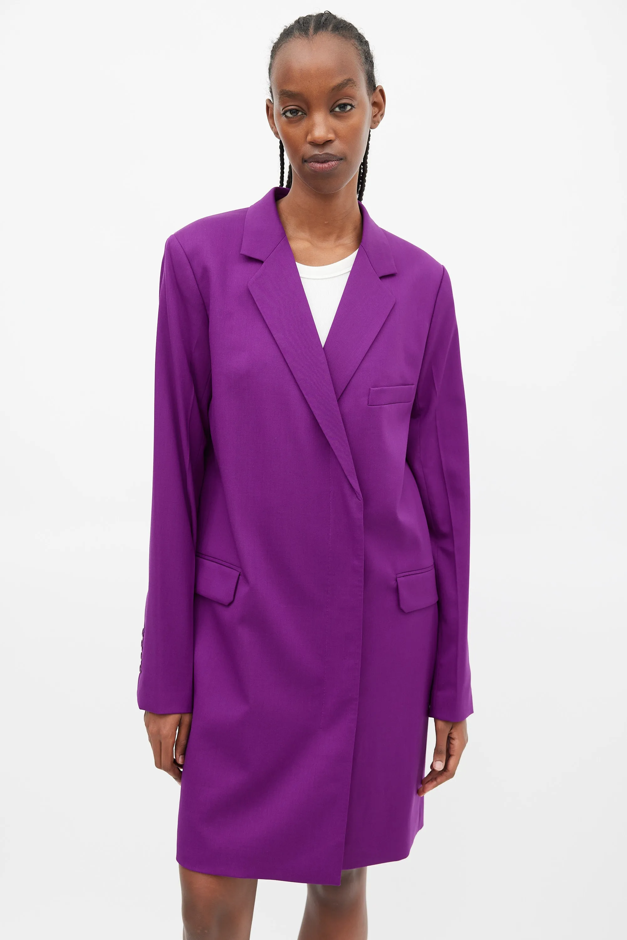 Purple Wool Three Pocket Coat