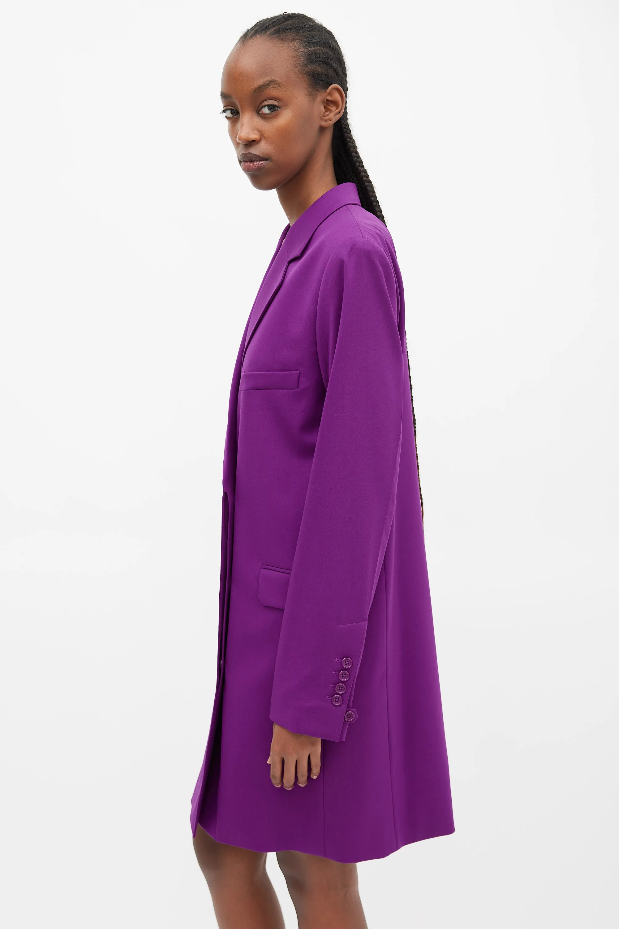 Purple Wool Three Pocket Coat