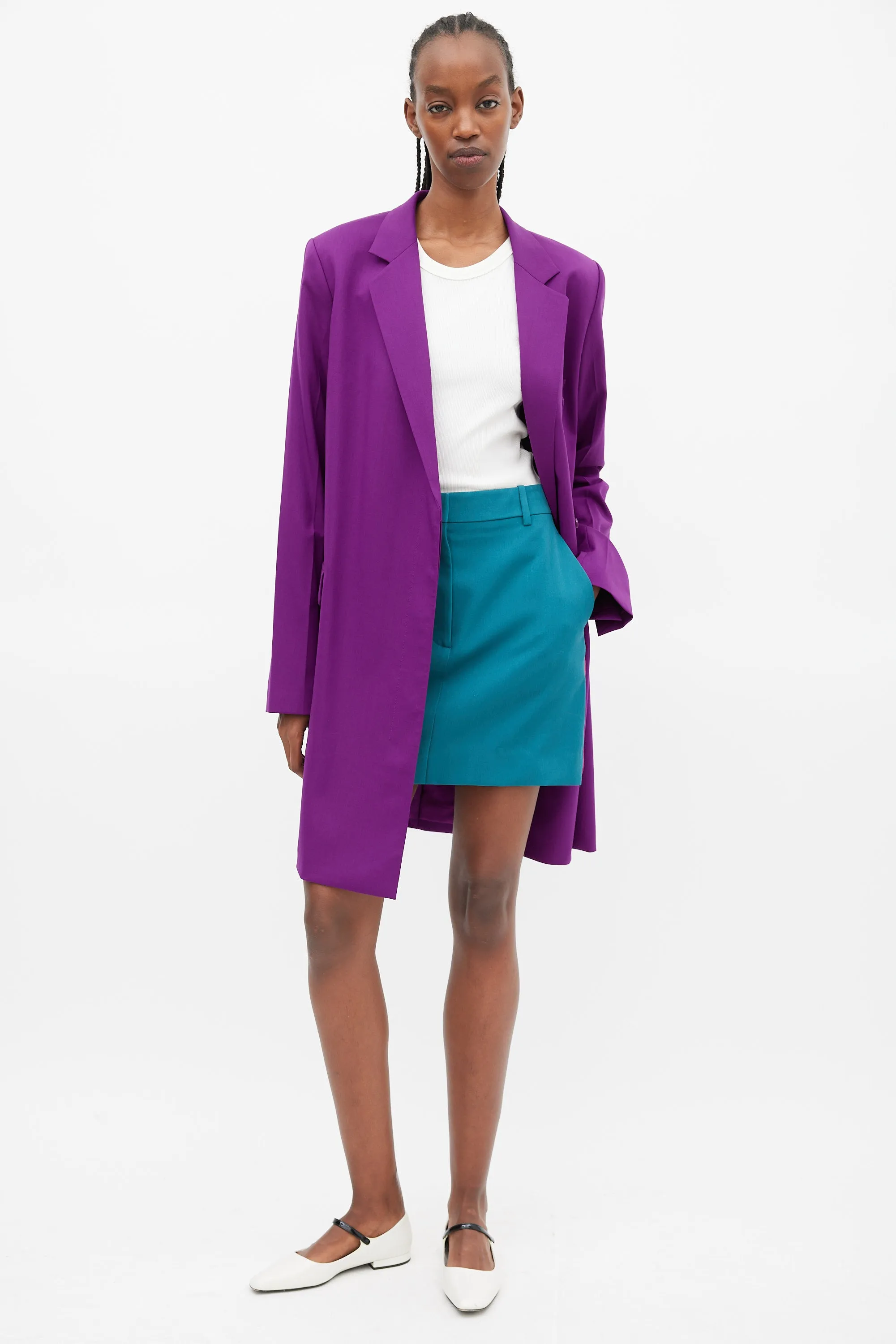 Purple Wool Three Pocket Coat