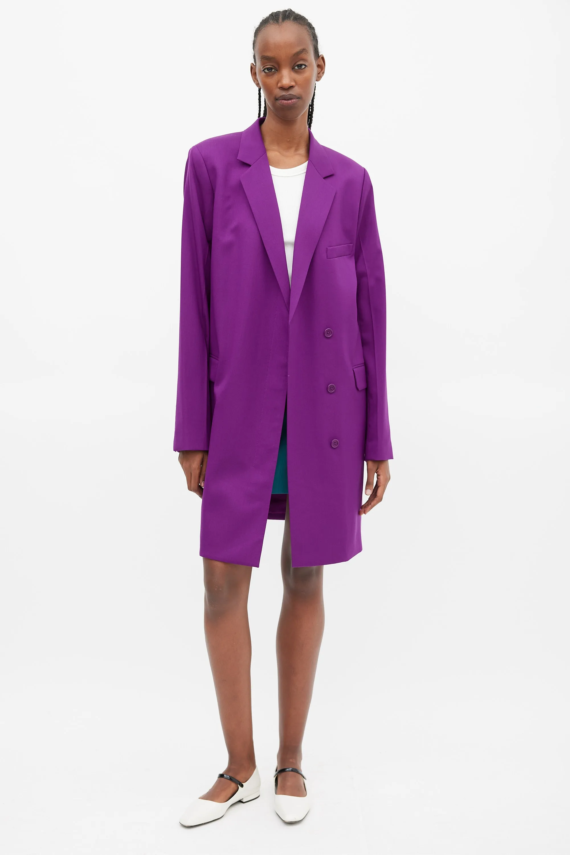 Purple Wool Three Pocket Coat