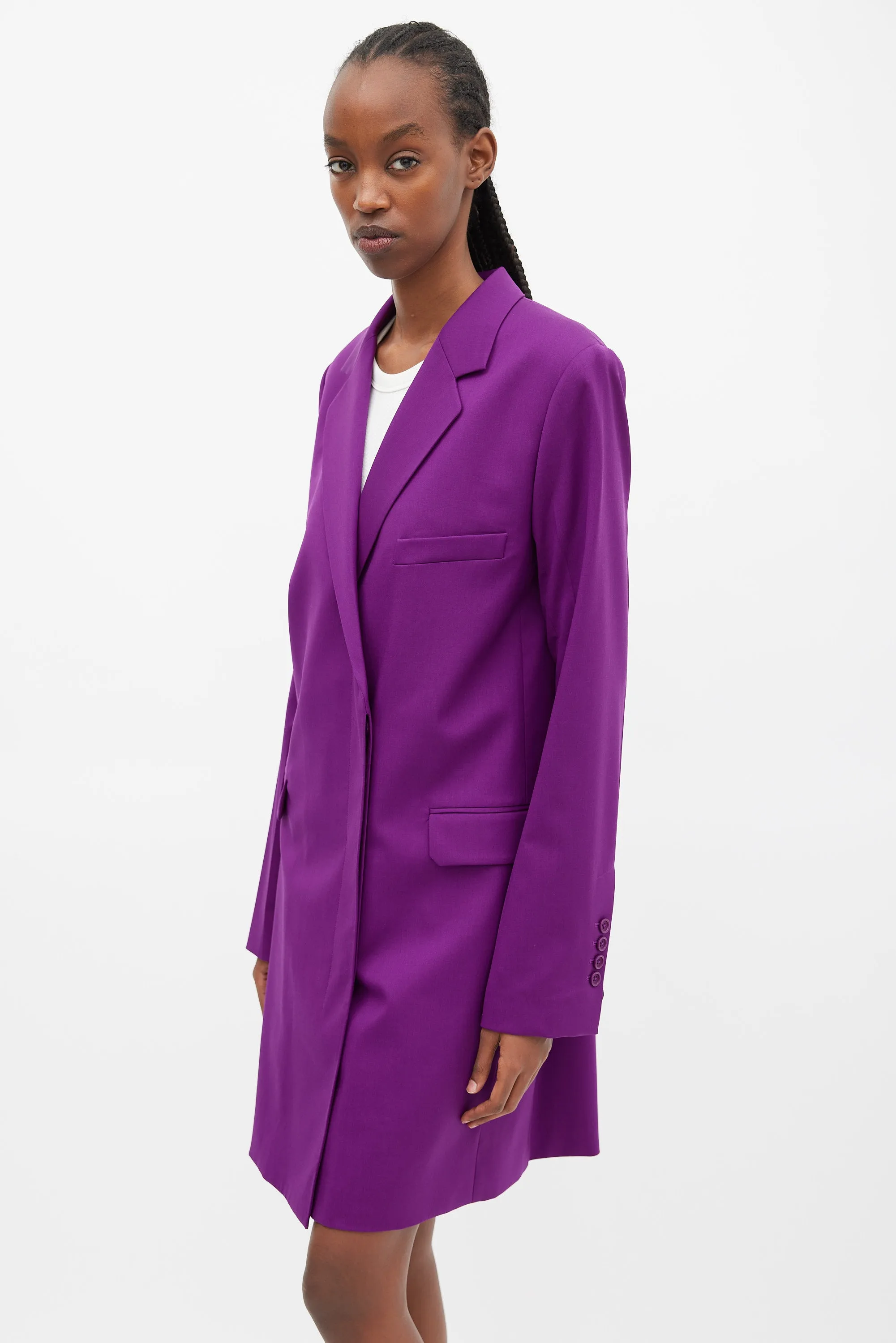 Purple Wool Three Pocket Coat