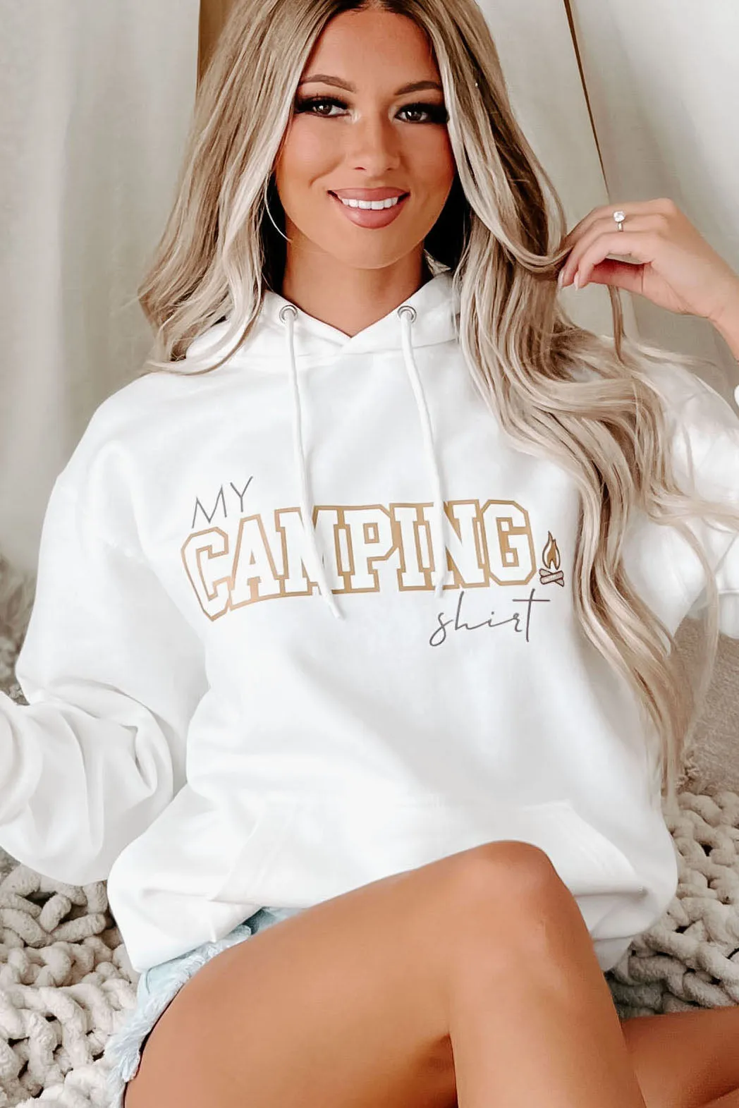 "My Camping Shirt" Metallic Graphic - Multiple Shirt Options (White) - Print On Demand