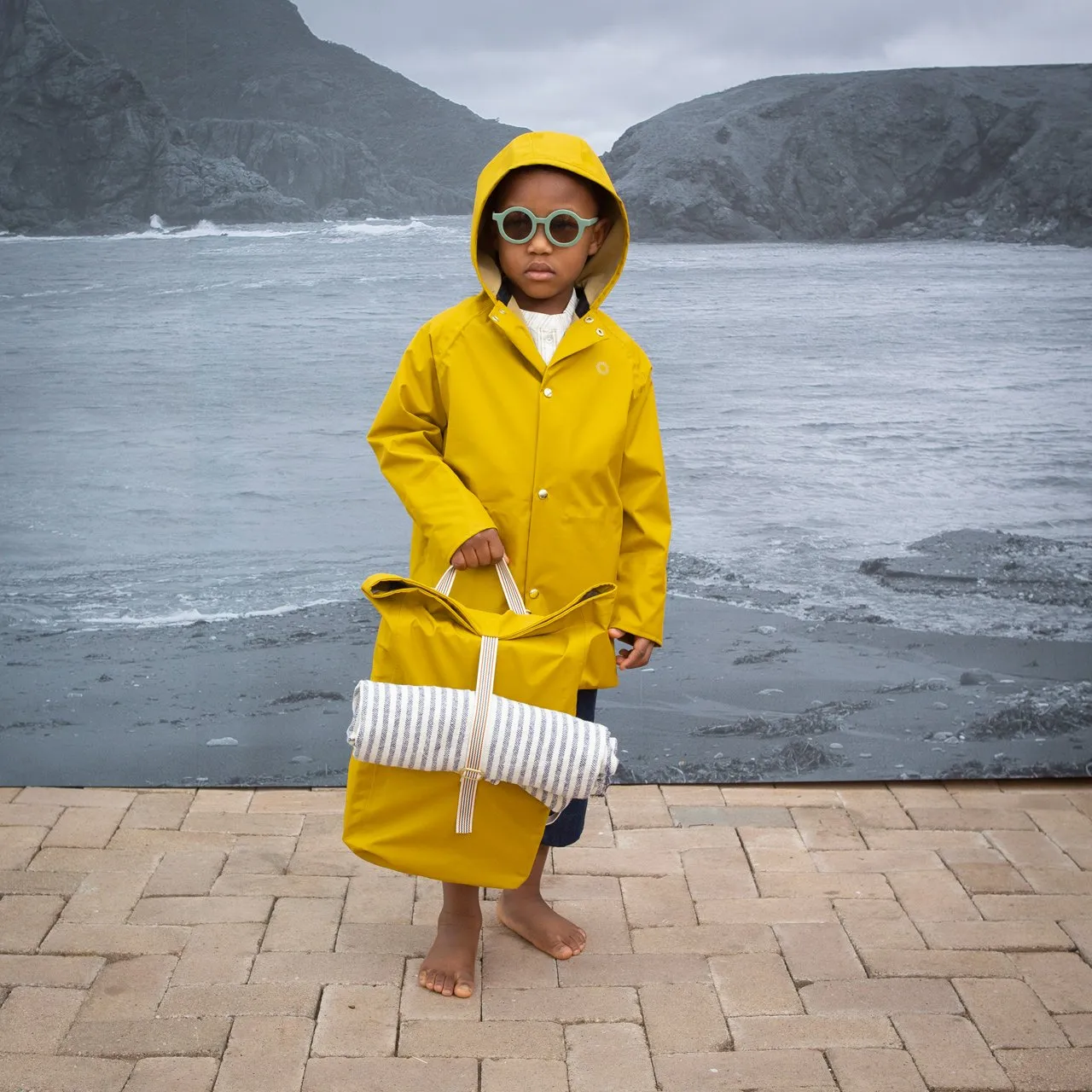 Rain Coat for Kids 100% recycled PET - Goldenrod (6-12y)