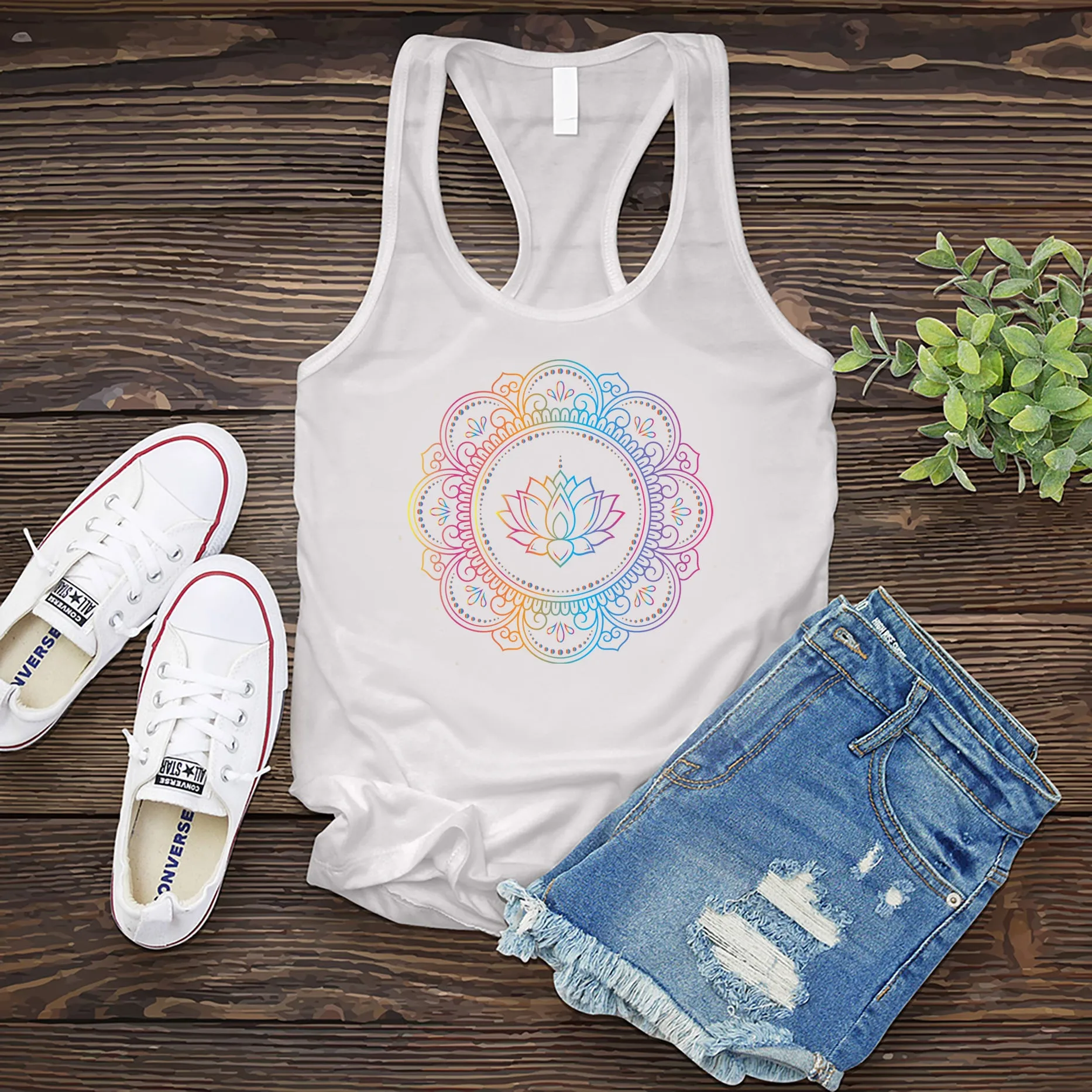 Rainbow Lotus Mandala Women's Tank Top