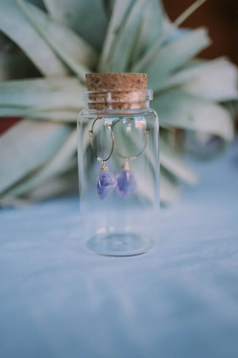 Raw Stone Hoop Earring