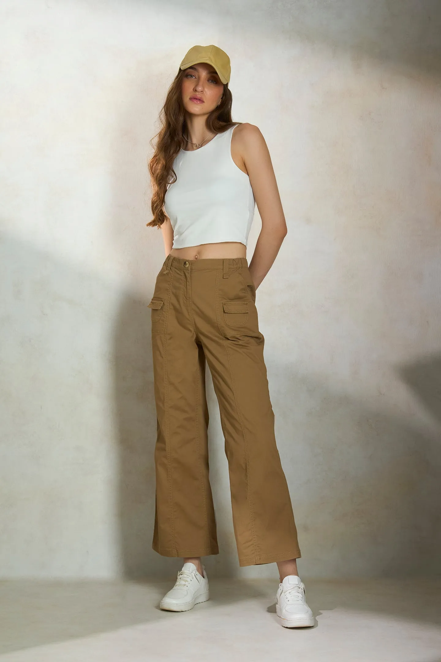 Renee|Canvas Cargo Trousers