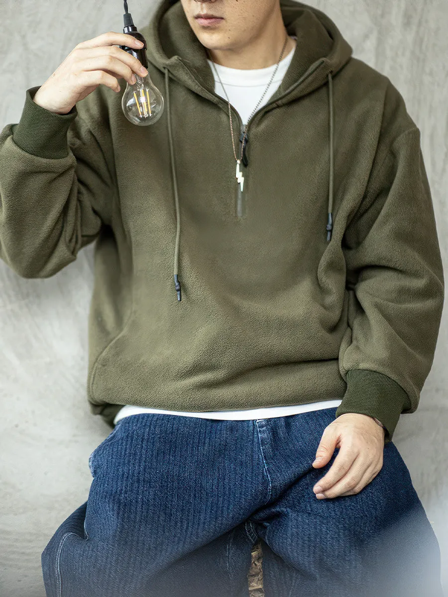 Retro Color Polar Fleece Hoodie Sweatshirt