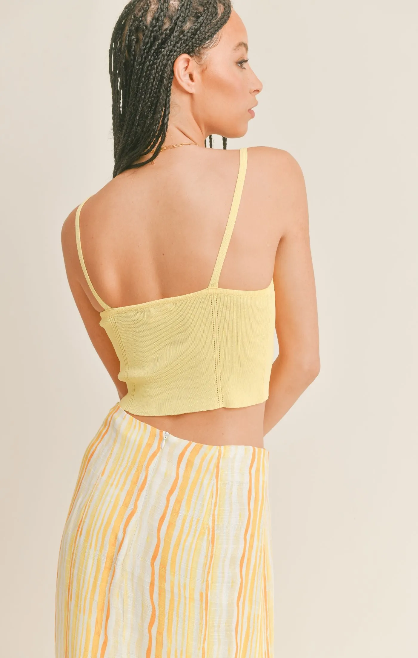 Sage The Lable Wish You Were Here Ribbed Cami Top - Lemon