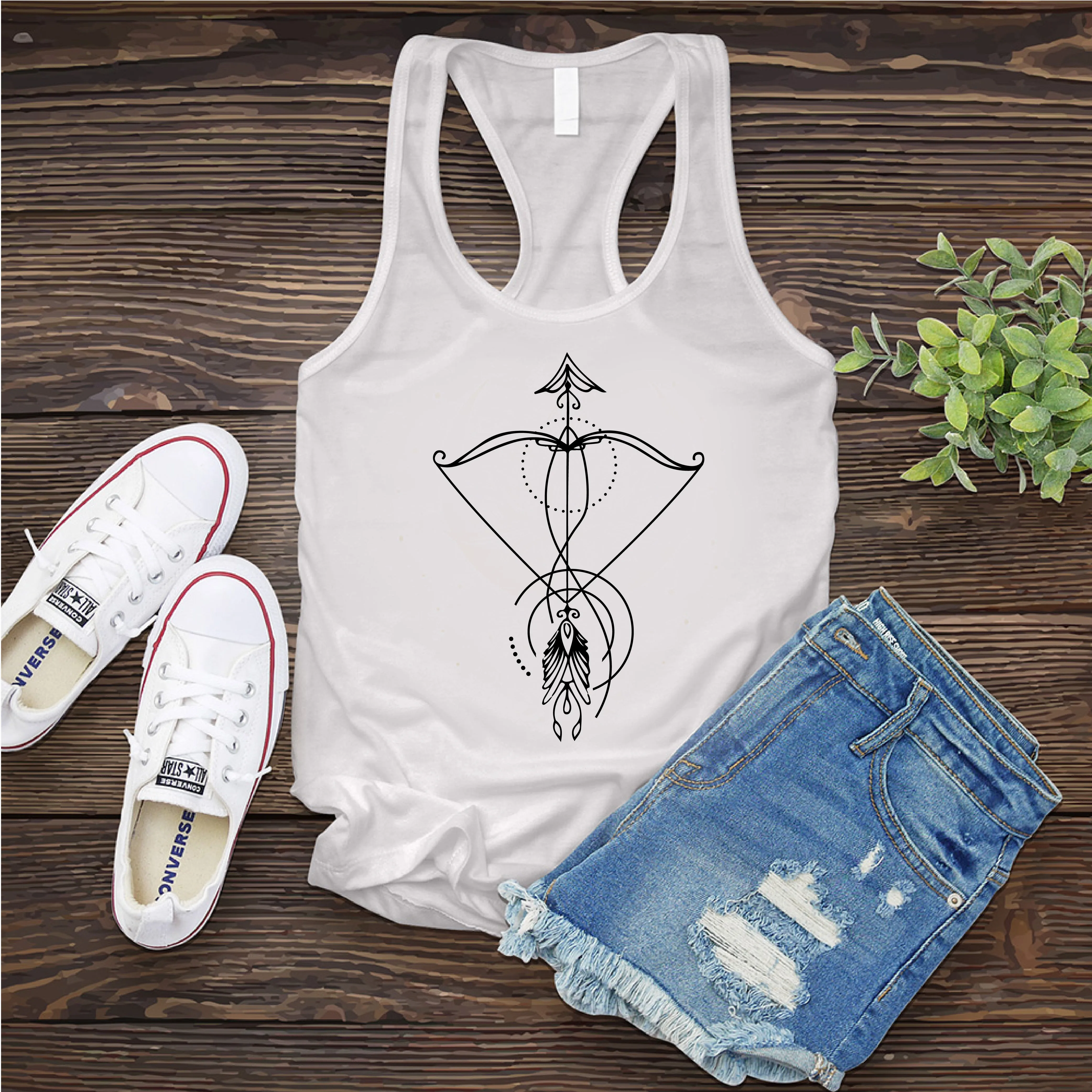 Sagittarius Line Art Bow Women's Tank Top