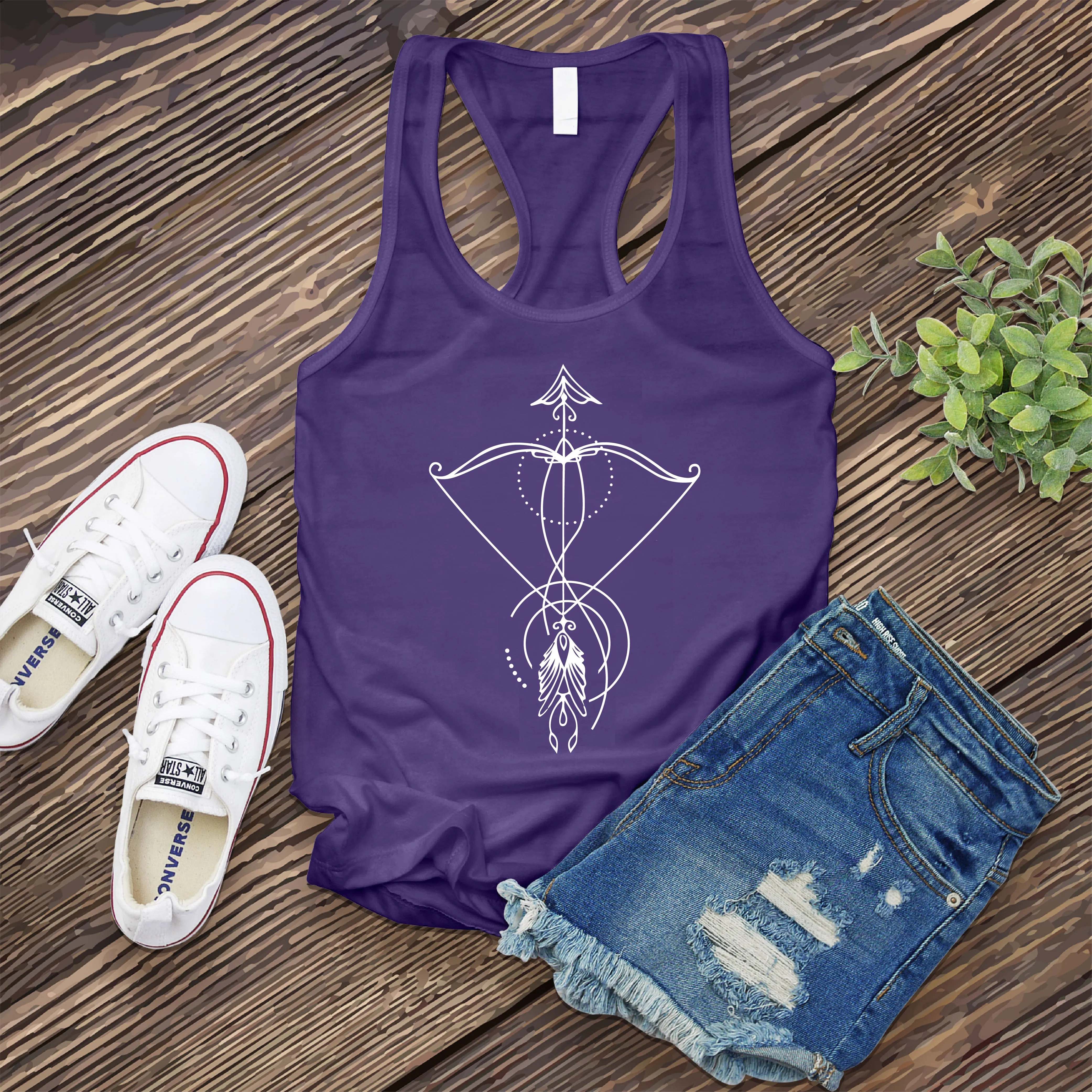 Sagittarius Line Art Bow Women's Tank Top