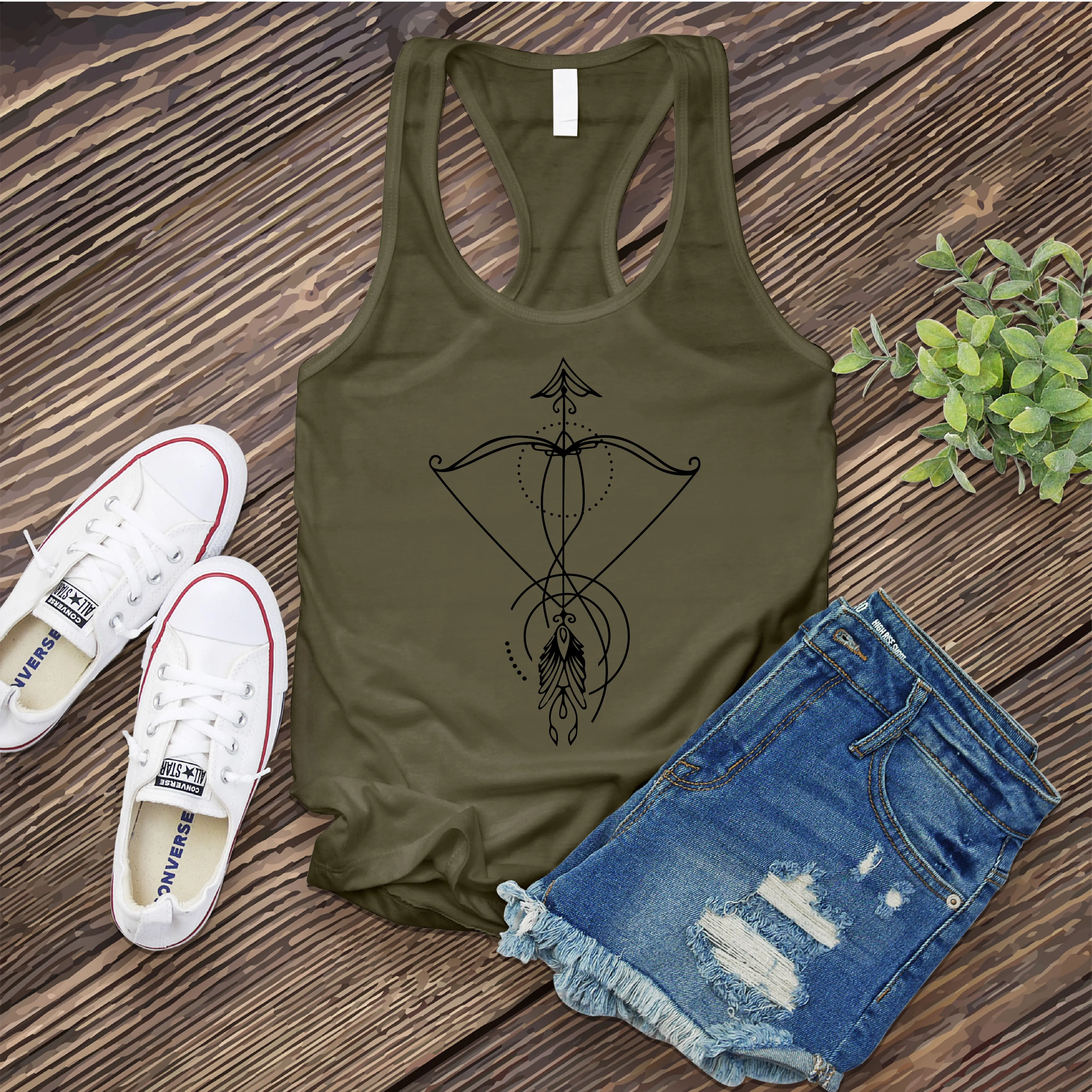 Sagittarius Line Art Bow Women's Tank Top