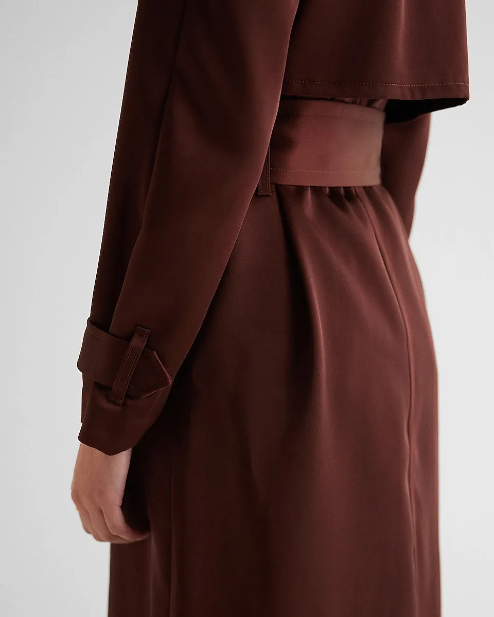 Satin Belted Trench Coat in Rich Mocha