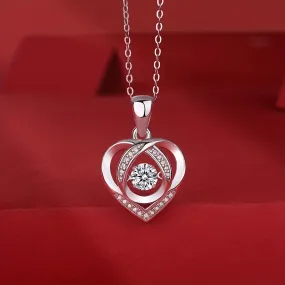 Shiny Moissanite Inlaid Heart Shaped Necklace 925 Sterling Silver Hypoallergenic Jewelry For Women Wedding Dating Neck Decor