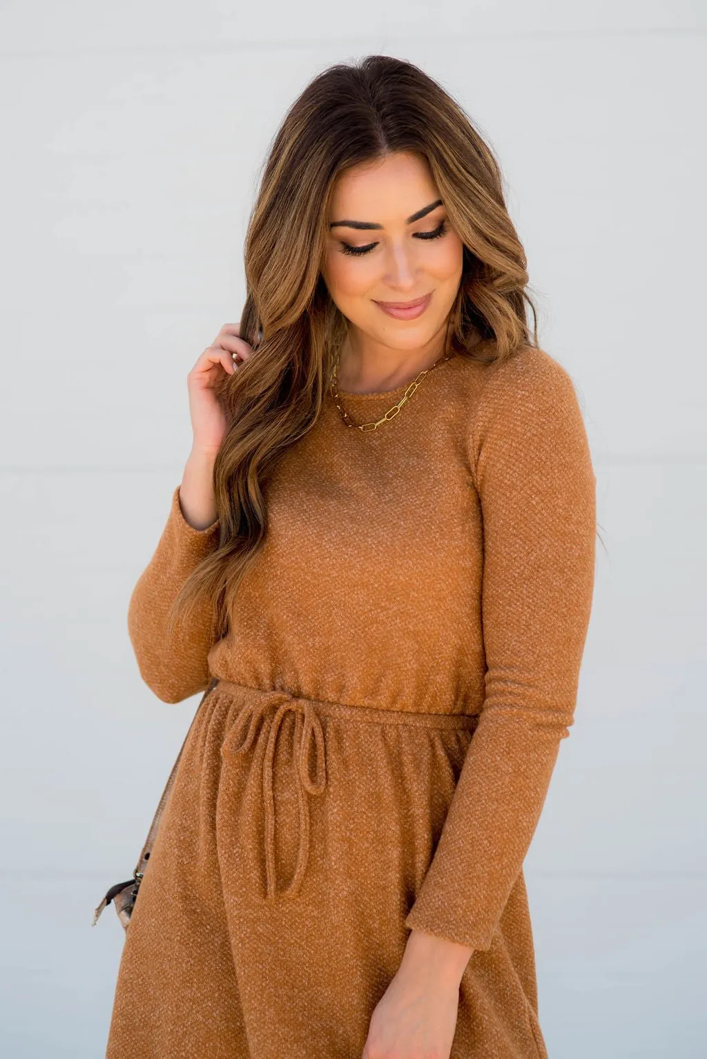 Simple Tie Sweater Dress