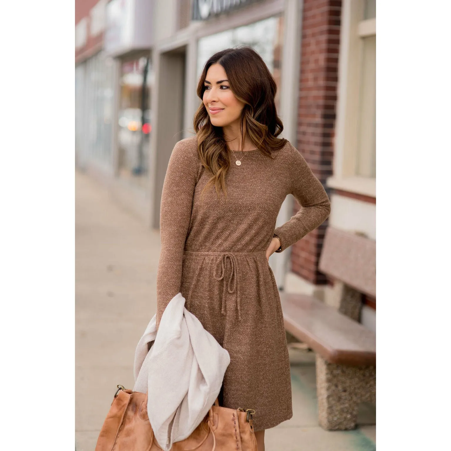 Simple Tie Sweater Dress