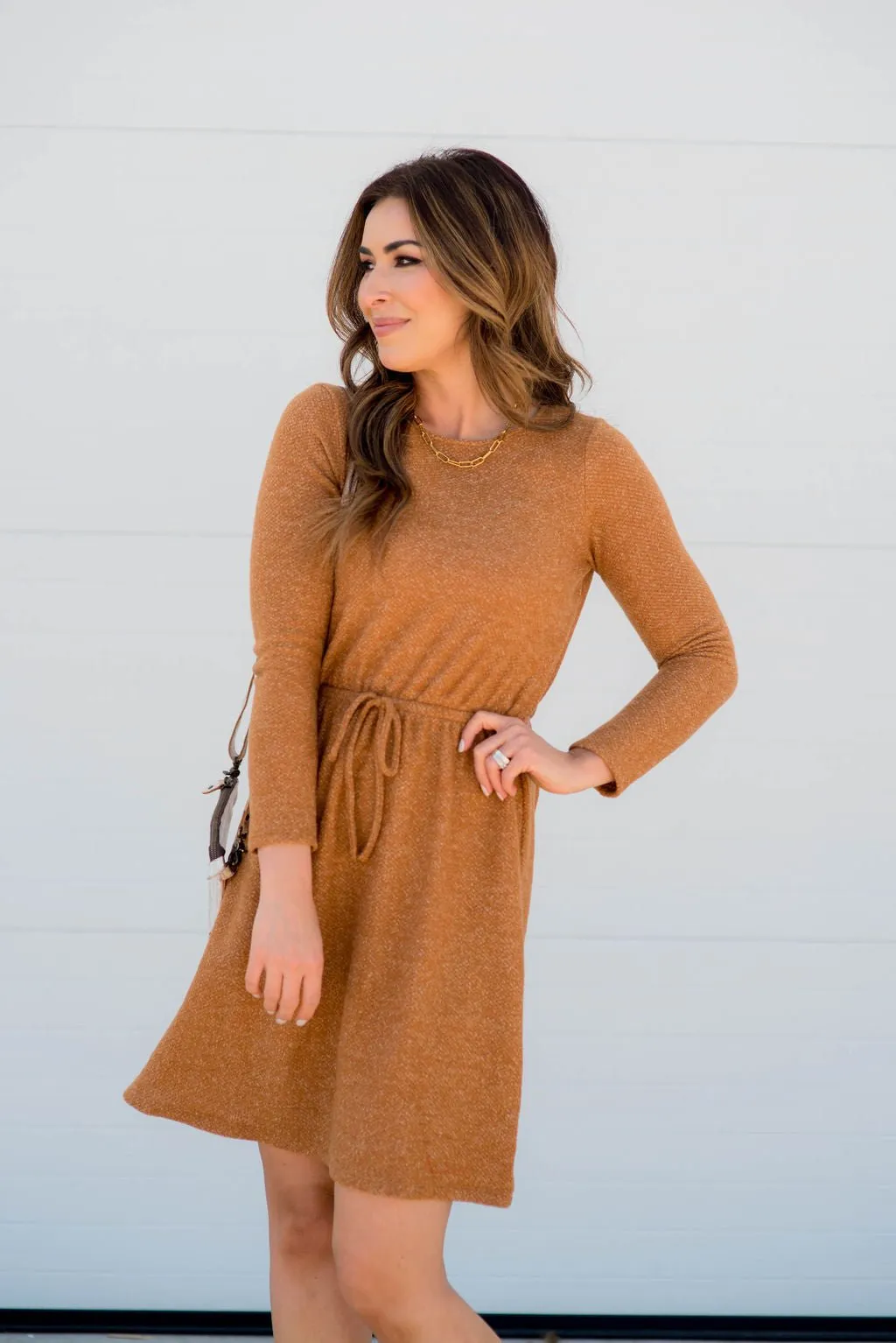 Simple Tie Sweater Dress