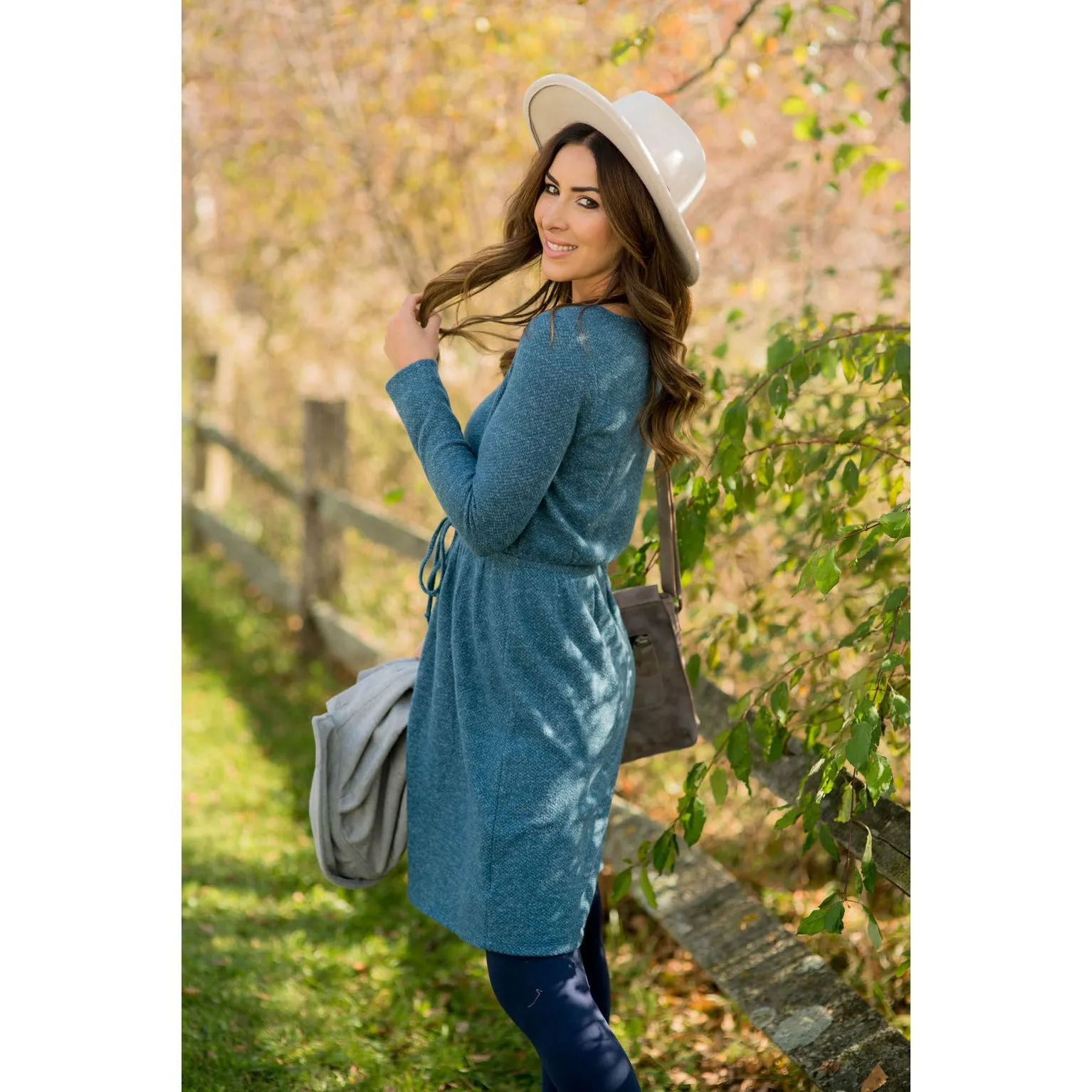 Simple Tie Sweater Dress