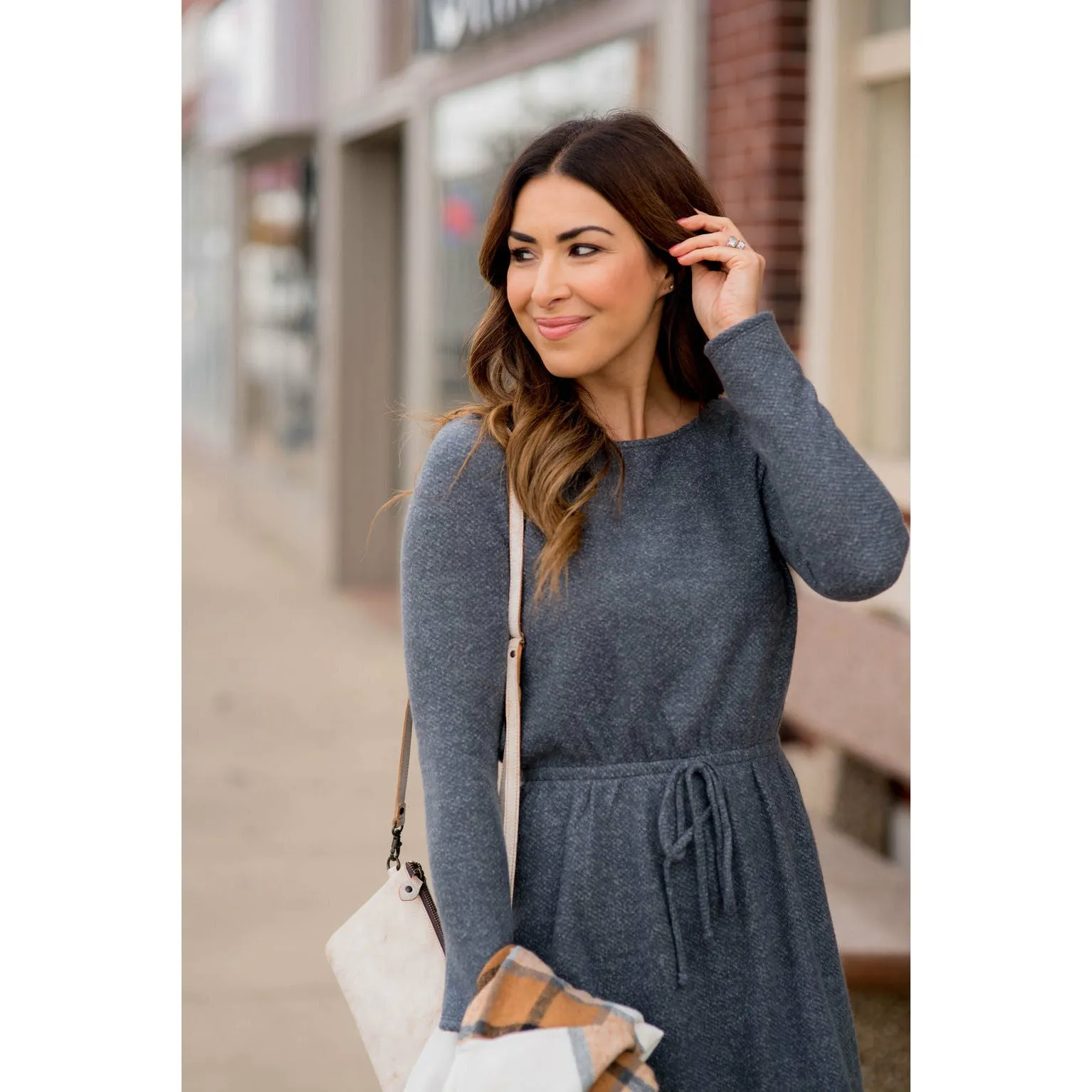 Simple Tie Sweater Dress