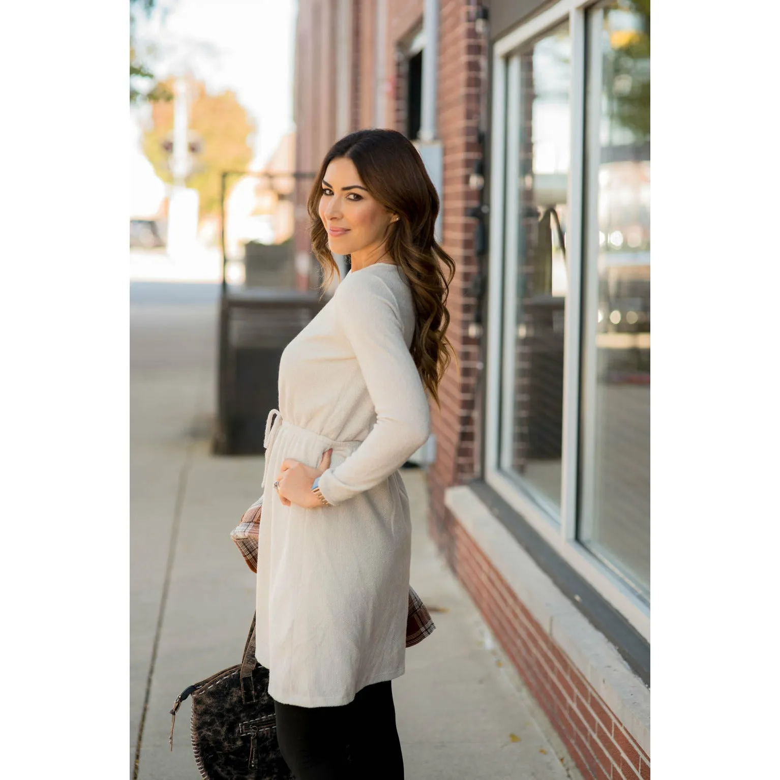 Simple Tie Sweater Dress