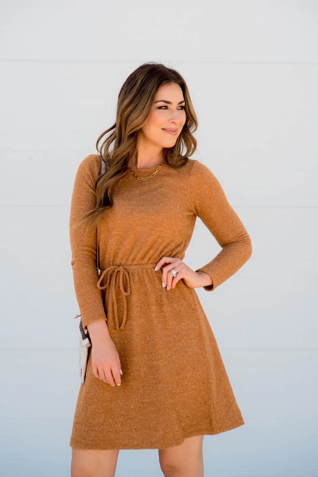 Simple Tie Sweater Dress